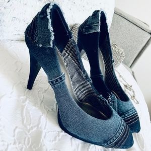 Denim & Suede Fioni Pumps